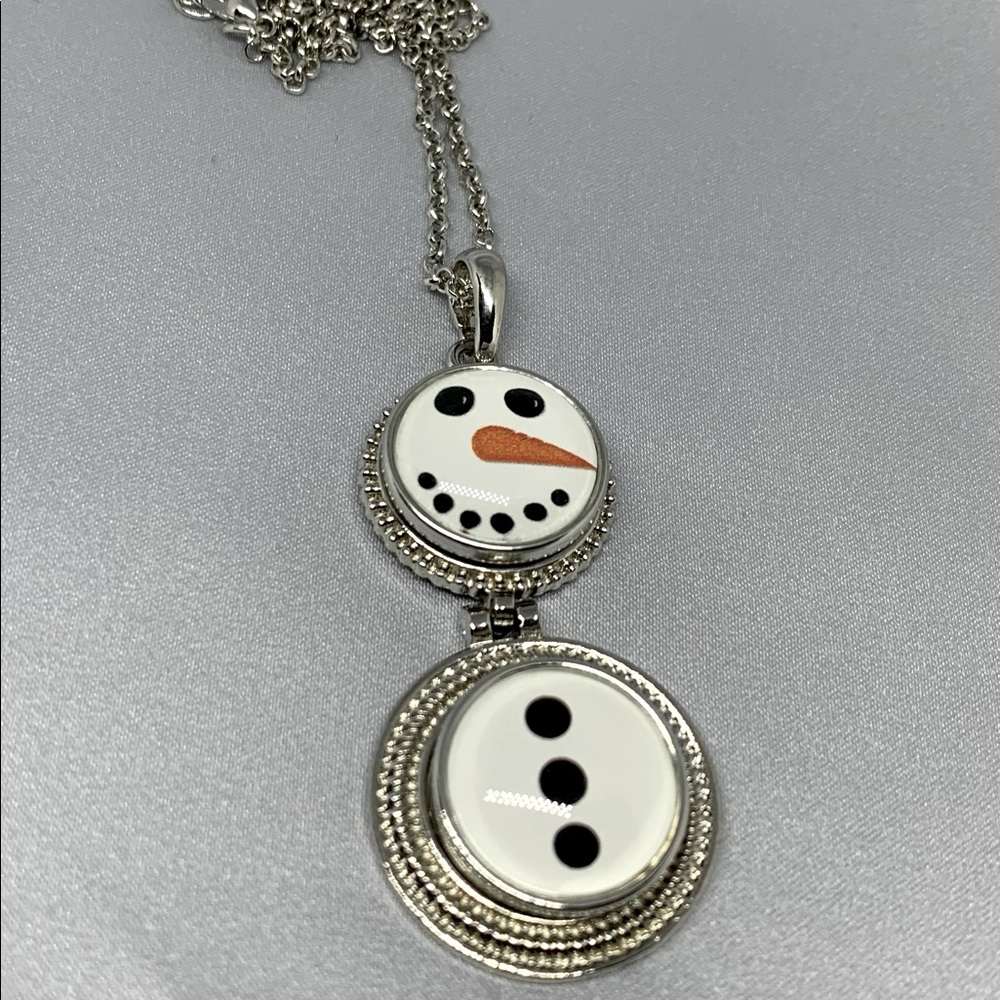 SNOWMAN Double Charm Snap Button Necklace with 2 Charms
